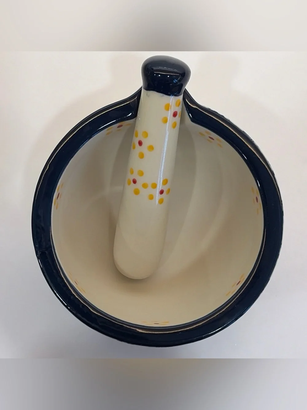 Temp-Tations Blue and Yellow Floral Ceramic Mortar & Pestle